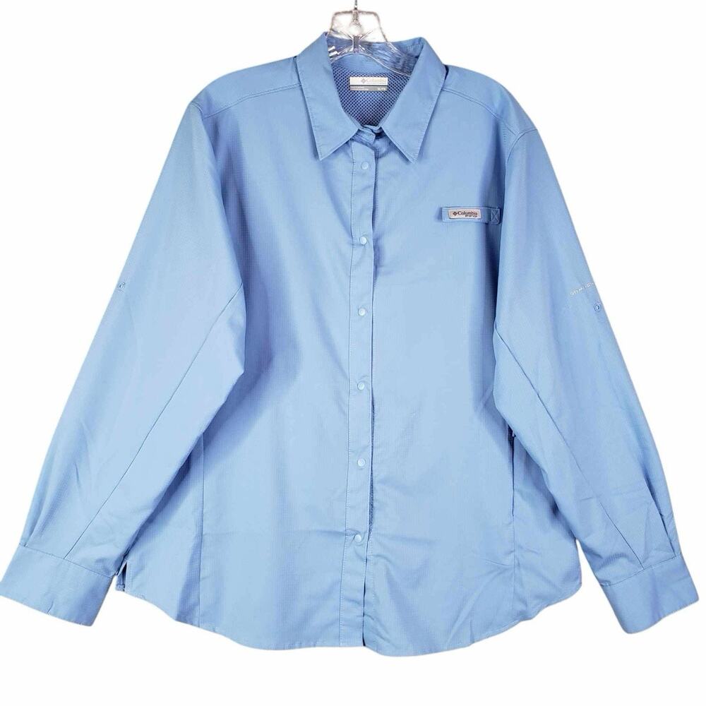 Columbia PFG Shirt Men’s Blue Long Sleeve Button Down Omni-Shade Size XL
